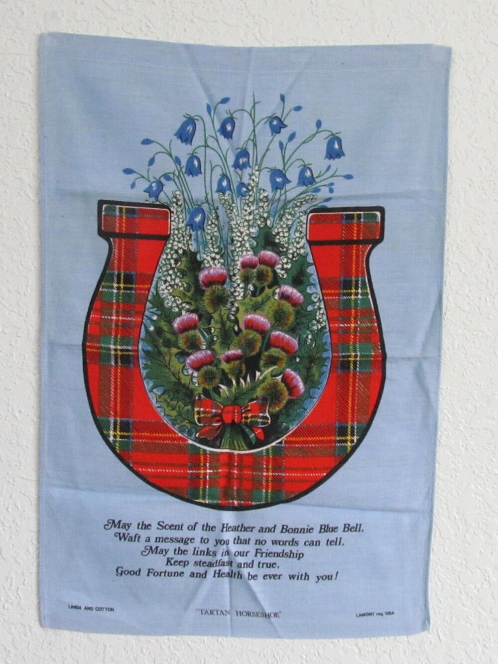 Vintage Lamont tea towel Scottish Blessing